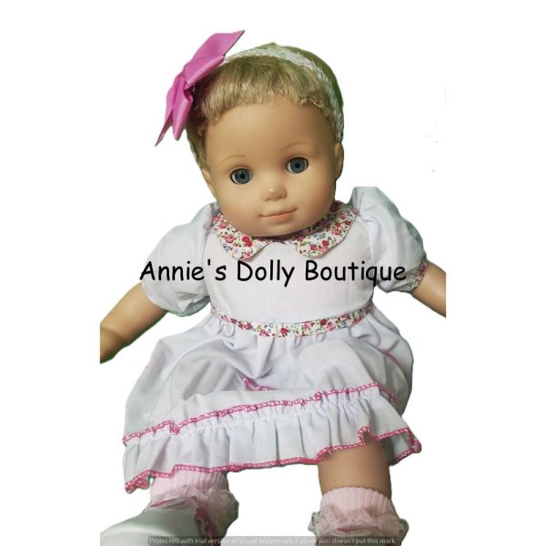 White Matching Dress with Flower Trim - Image 3