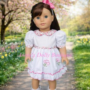 White Matching Dress with Flower Trim