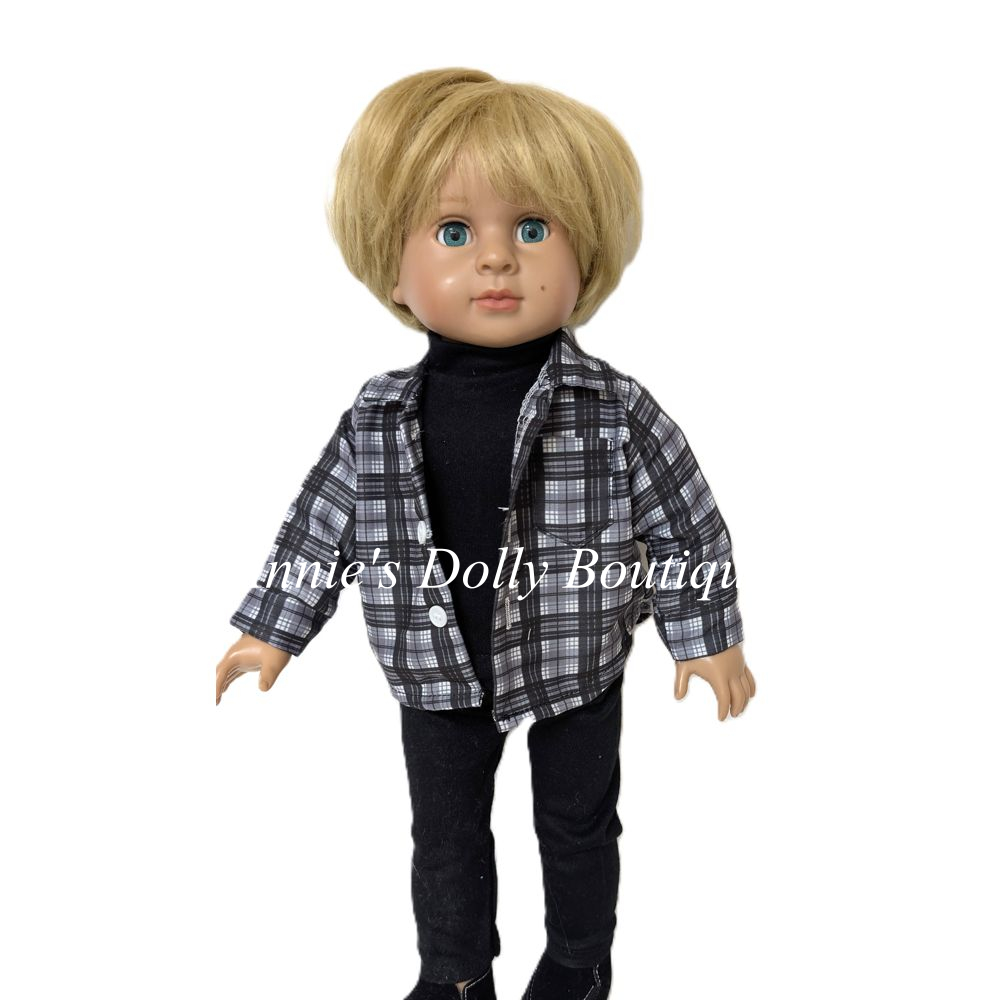 Boy’s Winter Gray Outfit Set for 18-Inch Dolls - Image 3