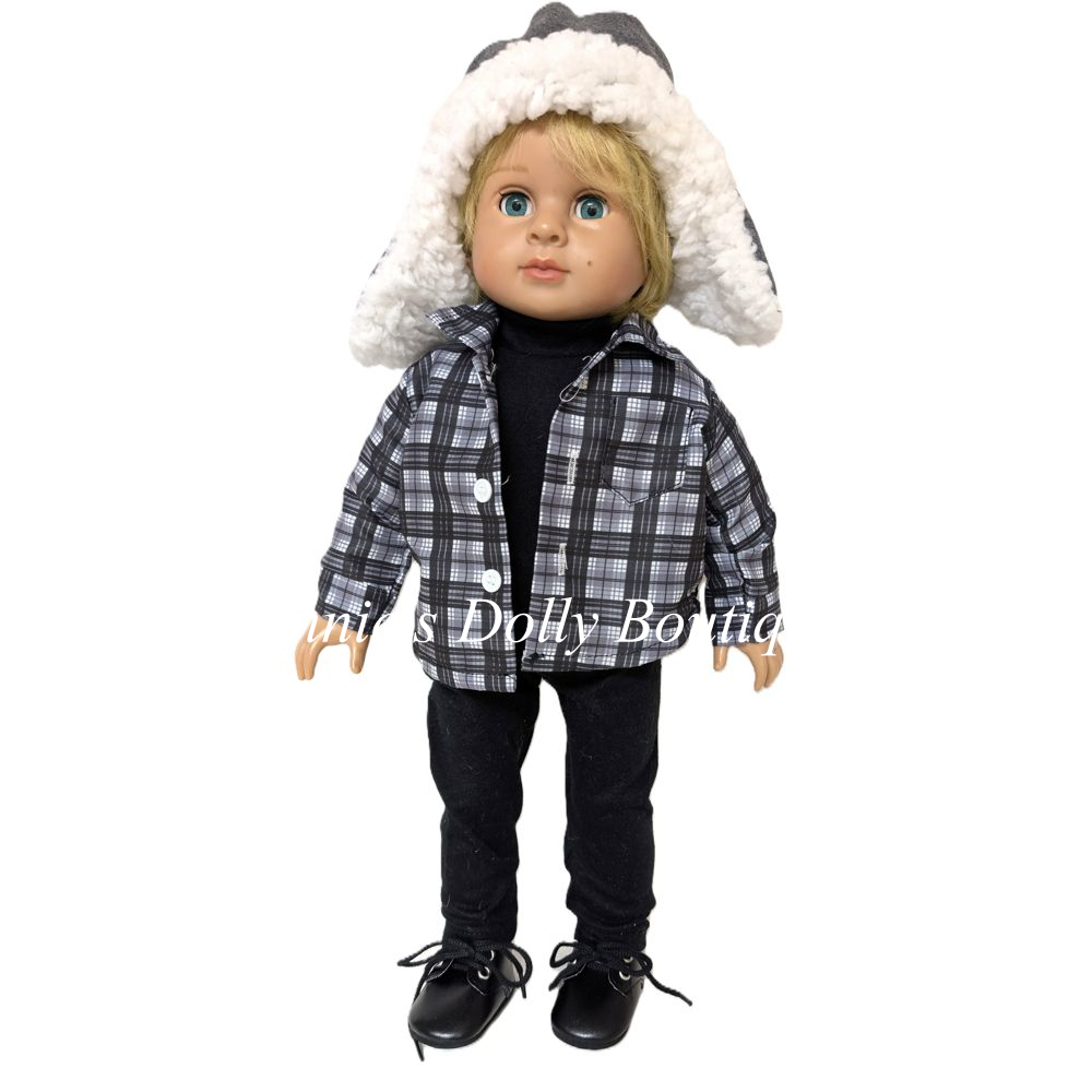 Boy’s Winter Gray Outfit Set for 18-Inch Dolls - Image 6