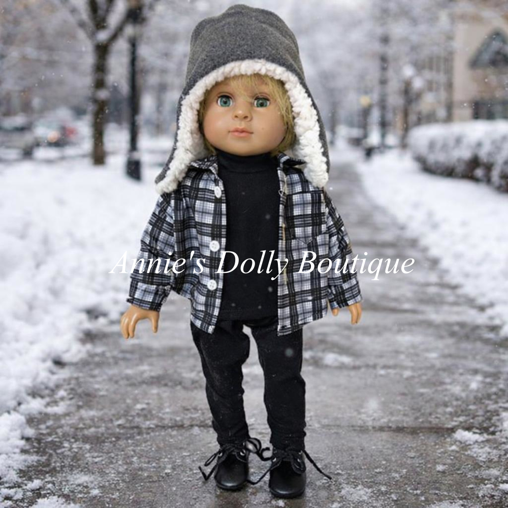 Boy’s Winter Gray Outfit Set for 18-Inch Dolls - Image 4