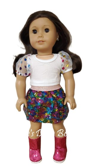 Sequin Skirt & White T-Shirt