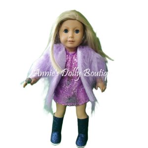 Swift Purple Lavender Fur Coat Doll Outfit: 18-Inch Doll Clothes