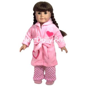 AG- Pink Heart PJ's and Robe with slippers and toothbush
