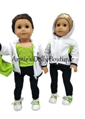 AG- Jogging Outfit for any 18" Doll Lime Green, White and Black